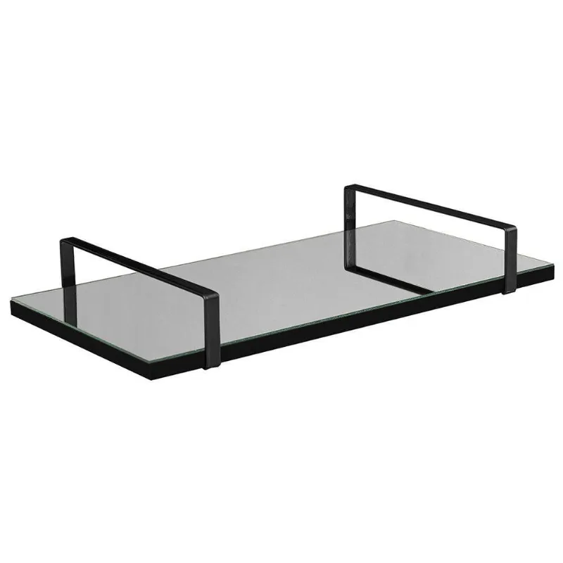 Bandeja Espelhada 25x50cm Borda Infinita Alça Preta
