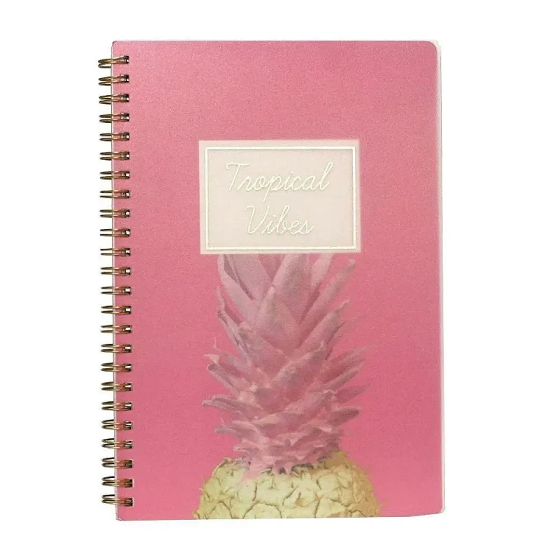 Caderno Espiral Pautado Abacaxi Tropical Rosa A5 80fls - Não Informado - Papelaria