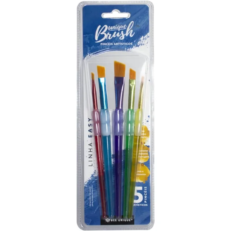 Kit de 5 Pincéis Chanfrados - Easy Collection - Bee Unique