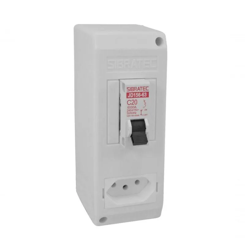 Caixa Plástica De Sobrepor Para Disjuntor Din Modelo Csdm Com Disjuntor Com Disj. Monof. E Tomada 20a - Não Disponível - Construção E Ferramentas