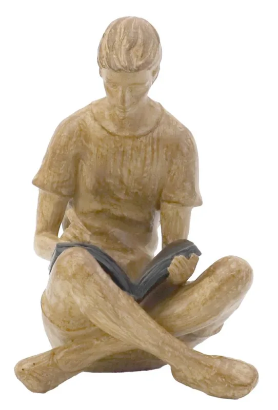 Escultura Decorativa Homem Com Livro Resina - LC - Presentes