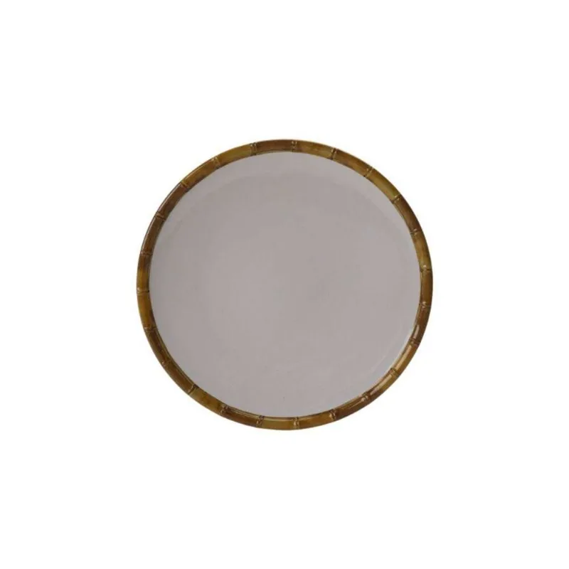 Prato de Sobremesa Borda de Bambu Melamina Entrecasa Unidade 22cm