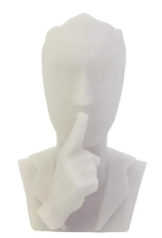 Escultura Decorativa Mármore Silêncio Branco - LC - Presentes