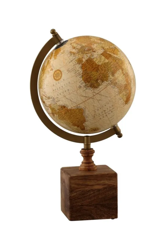 Globo Decorativo Base Madeira Quadrada 28x15x11cm - LC - Presentes