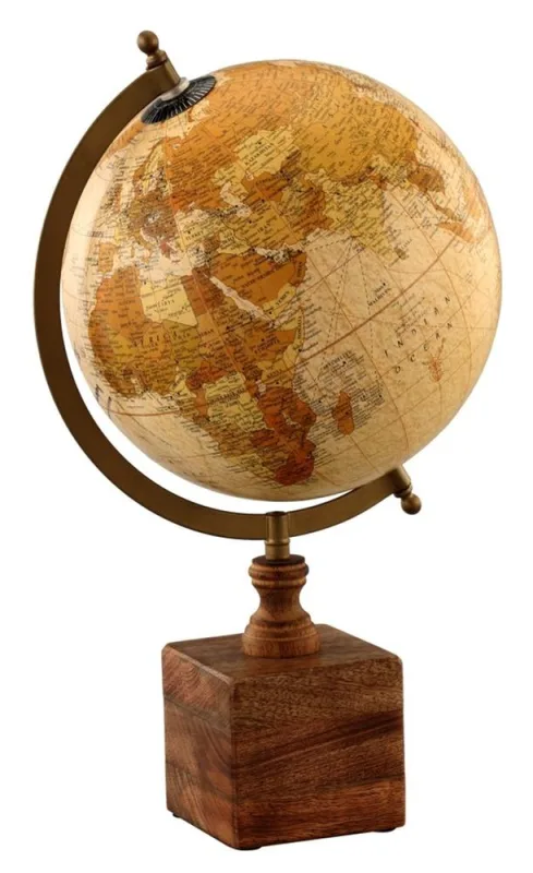 Globo Decorativo Base Madeira Quadrada - LC - Presentes