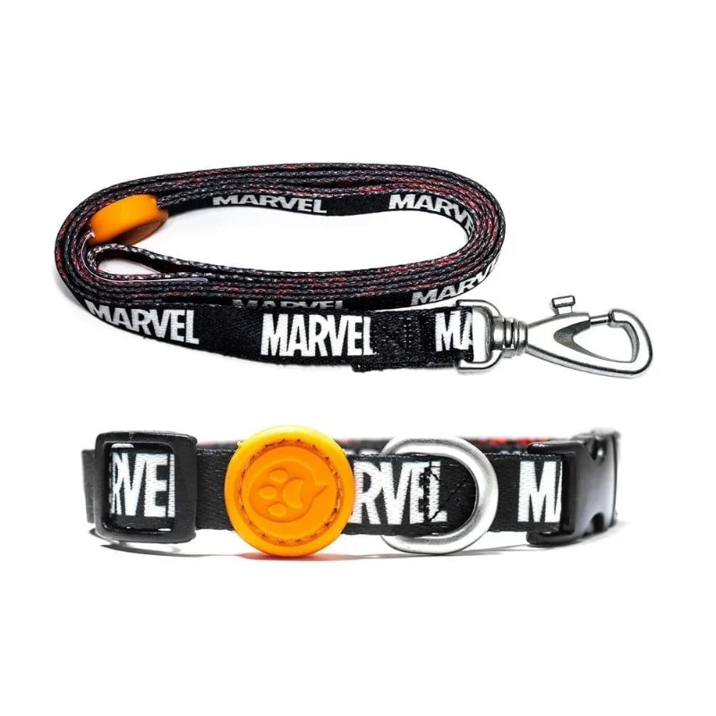 Coleira + Guia Marvel - Tam P