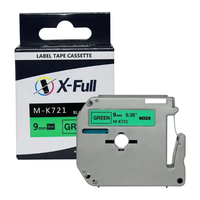 Fita X-full Para Brother M-K721 9mm x 8m Verde Letra preta
