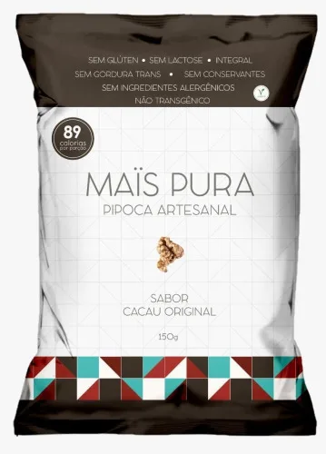 Pipoca Artesanal Mais Pura 150g Cacau Original - MAIS PURA