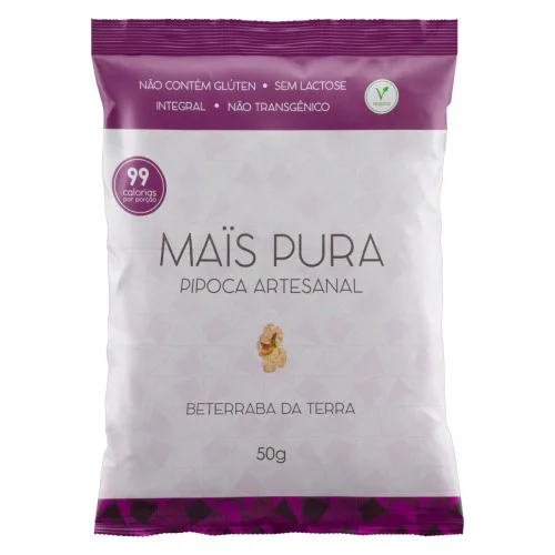 PIPOCA PRONTA INTEGRAL BETERRABA DA TERRA MAÏS PURA PACOTE 50G - MAIS PURA