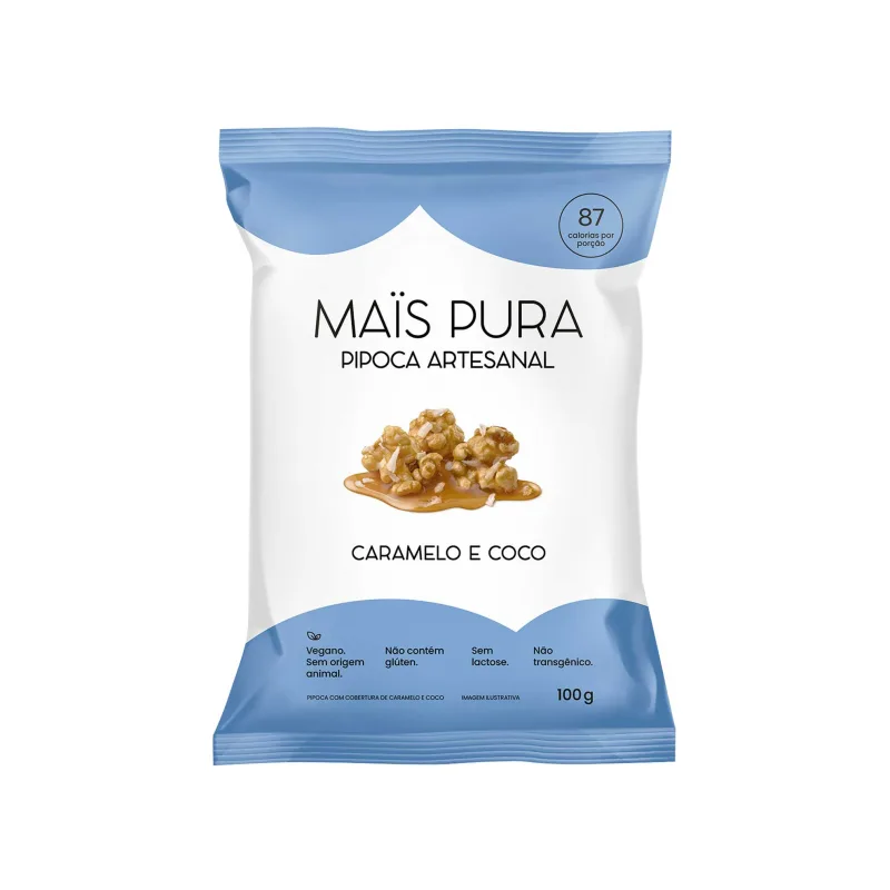 Pipoca Doce Artesanal Caramelo & Coco Maïs Pura 100g - Maïs Pura - Mercearia