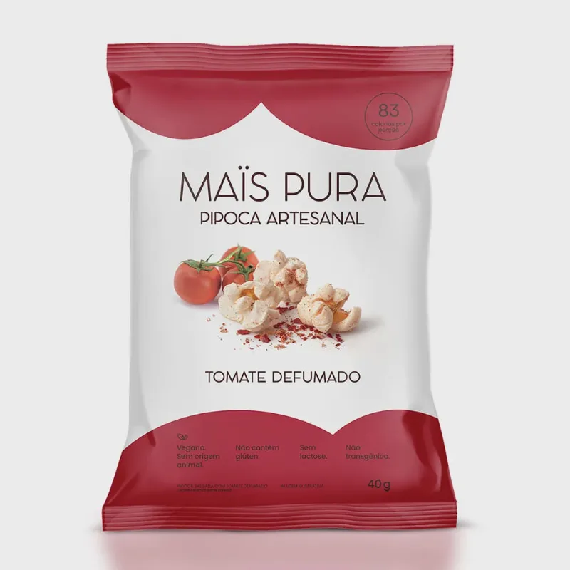 Pipoca Artesanal Sabor Tomate Defumado Mais Pura 40g