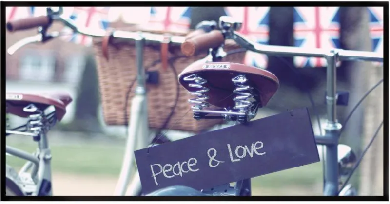 Quadro Decorativo E2G Design Barcelona Peace Love Bike 50x100cm - E2G Design - Decoração