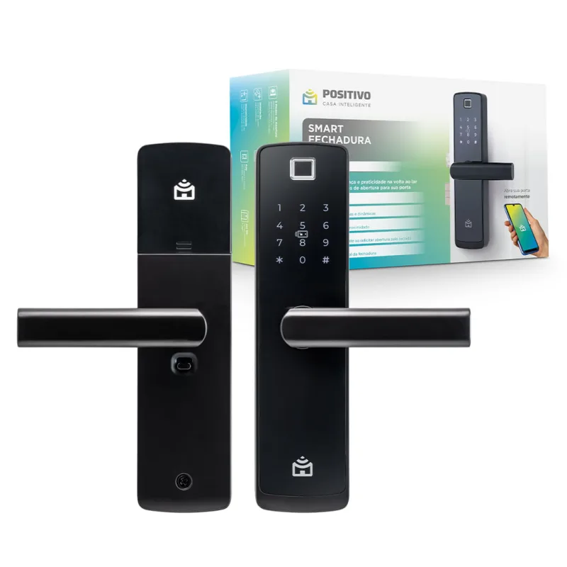 Smart Fechadura Wi-Fi de Embutir Positivo Casa Inteligente - Bluetooth - Abertura Biométrica, Senha, Cartão, App - Preto - Positivo Casa Inteligente - Agro, Indústria E Comércio
