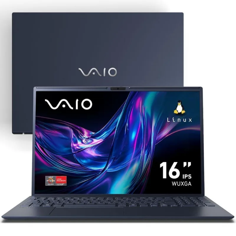 Notebook Vaio FE16 AMD Ryzen 7-5825U Linux 8GB RAM 256GB SSD 16 IPS WUXGA Antirreflexo Cinza Grafite