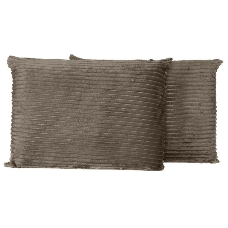 Par De Fronhas Em Manta Canelada 70cm X 50cm - Porta Travesseiro Mantinha Microfibra Para Inverno Cor Caqui