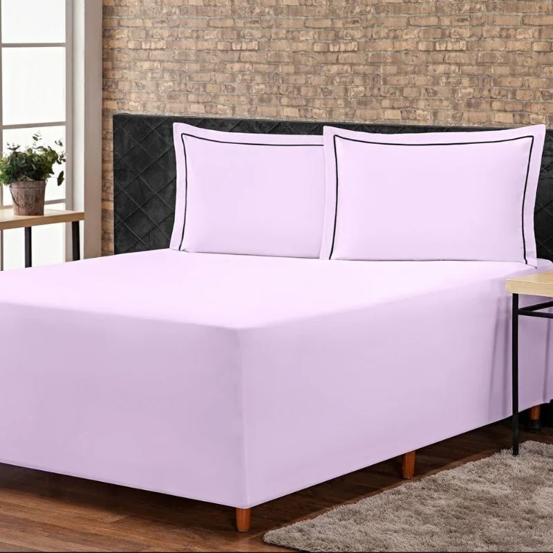 Jogo de Lençol King para Cama Box Conjugado 3 Peças Percal 140 Fios Lilás Dourados Enxovais - OUTRAS - Cama, Mesa E Banho