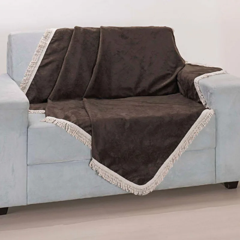 Xale Avulso Com Franja Tabaco Suede 1,50M X 1,50M