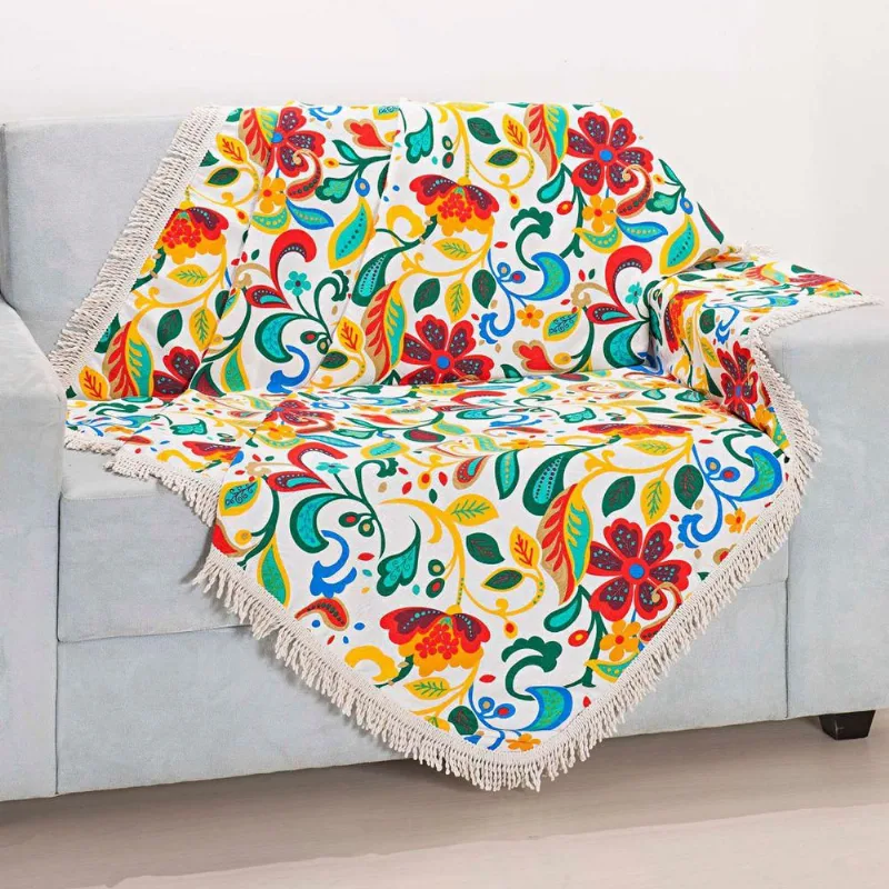 Xale Avulso Com Franja Floral Colorido Gorgurinho 1,50M X 1,50M