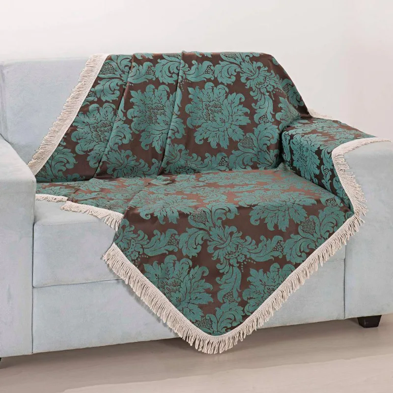 Xale Avulso Com Franja Azul Jacquard 1,50M X 1,50M