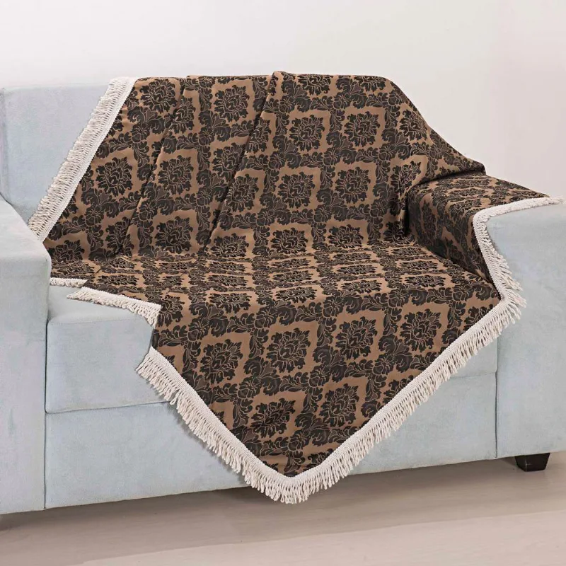 Xale Avulso Com Franja Caqui Jacquard 1,50M X 1,50M
