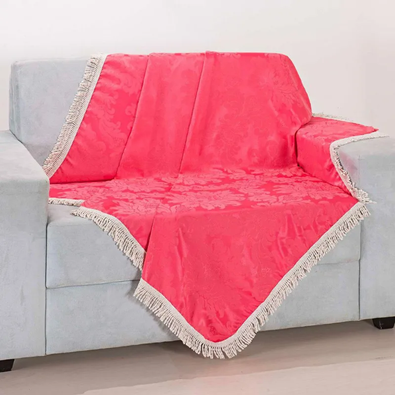 Xale Avulso Com Franja Pink Jacquard 1,50M X 1,50M