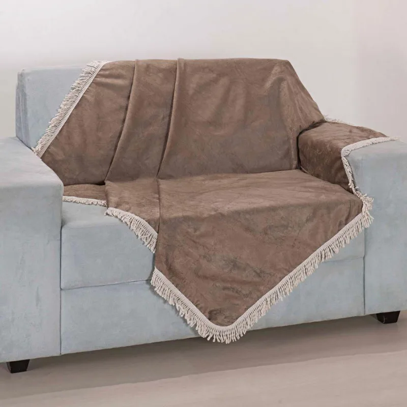 Xale Avulso Com Franja Caqui Suede 1,50M X 1,50M