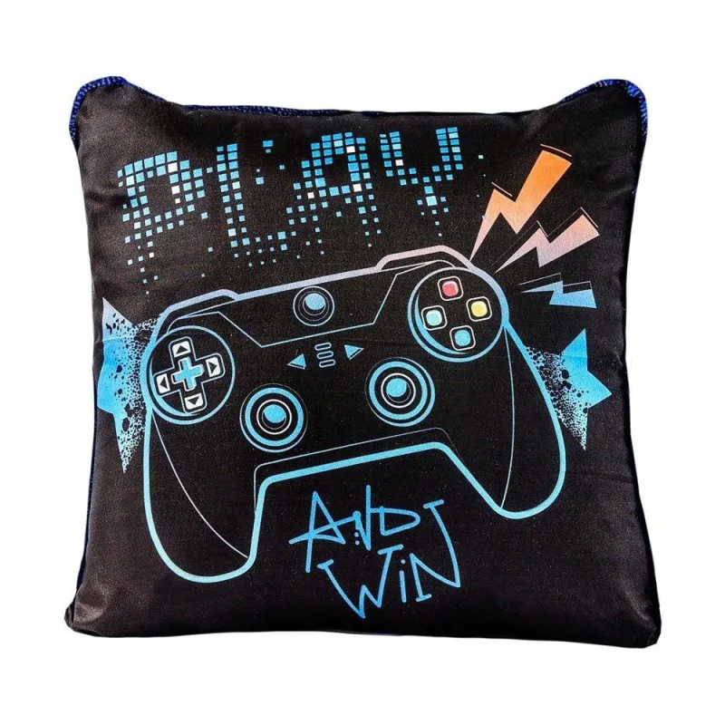 Capa De Almofada Avulsa Game Win Preto/marinho 45cm X 45cm - Com Viés - OUTRAS - Cama, Mesa E Banho
