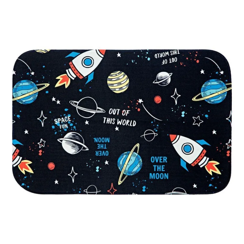Tapete Para Quarto Estampado Astronauta Preto 60cm X 40cm - Base Antiderrapante - OUTRAS - Casa E Construção