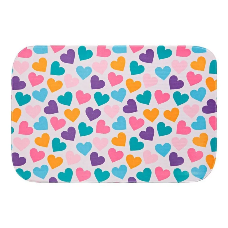 Tapete Para Quarto Estampado Corações Rosa 60cm X 40cm - Base Antiderrapante - OUTRAS - Casa E Construção