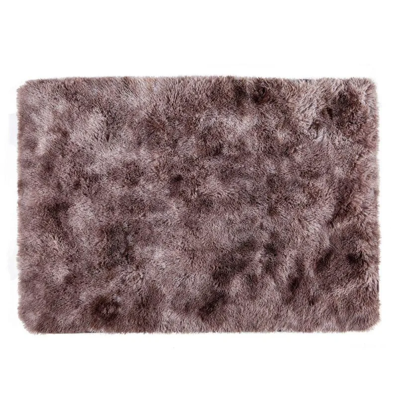 Tapete Para Sala 1,40m X 1,00m Retangular Kazan Mescla Taupe - Felpudo Pelo Alto Macio Com Base Antiderrapante - OUTRAS - Casa E Construção