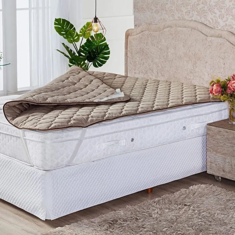 Protetor Pillow Top Solteiro Caqui Super Volumoso 300 Gramas/m² Com Elástico - Tecido Microfibra