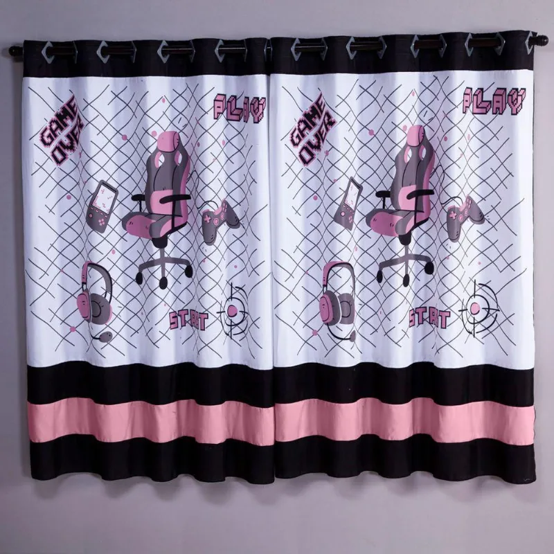 Cortina Preto/Rosê 2 00M X 1 50M Para Varão Simples