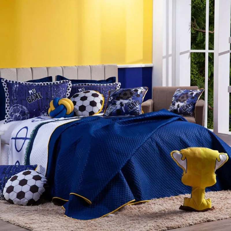 Kit Cobre Leito Futebol Dupla Face C/ Almofadas Casal 8 Pçs - OUTRAS - Cama, Mesa E Banho
