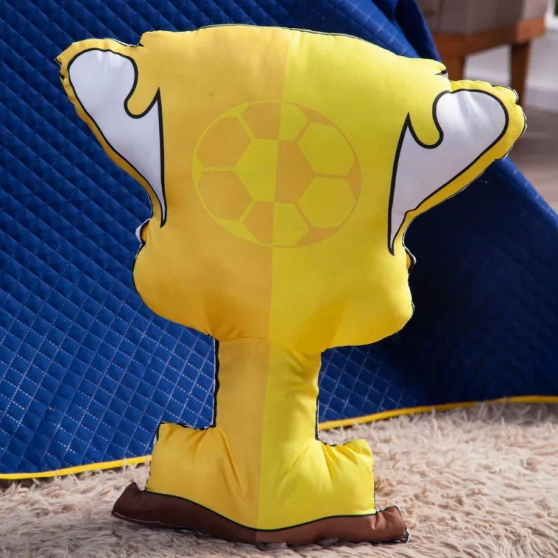 Almofada Avulsa Formato Troféu Futebol Game Amarelo 60cm X 50cm - OUTRAS - Cama, Mesa E Banho