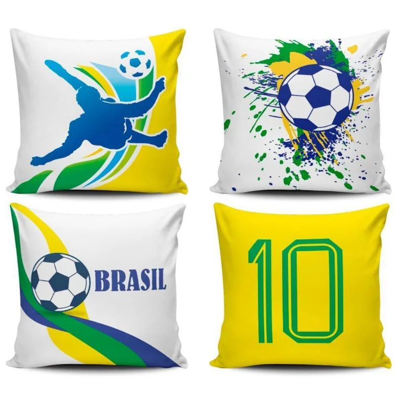 Kit C/ 4 Capas De Almofadas Copa Do Mundo Brasil 45cm X 45cm