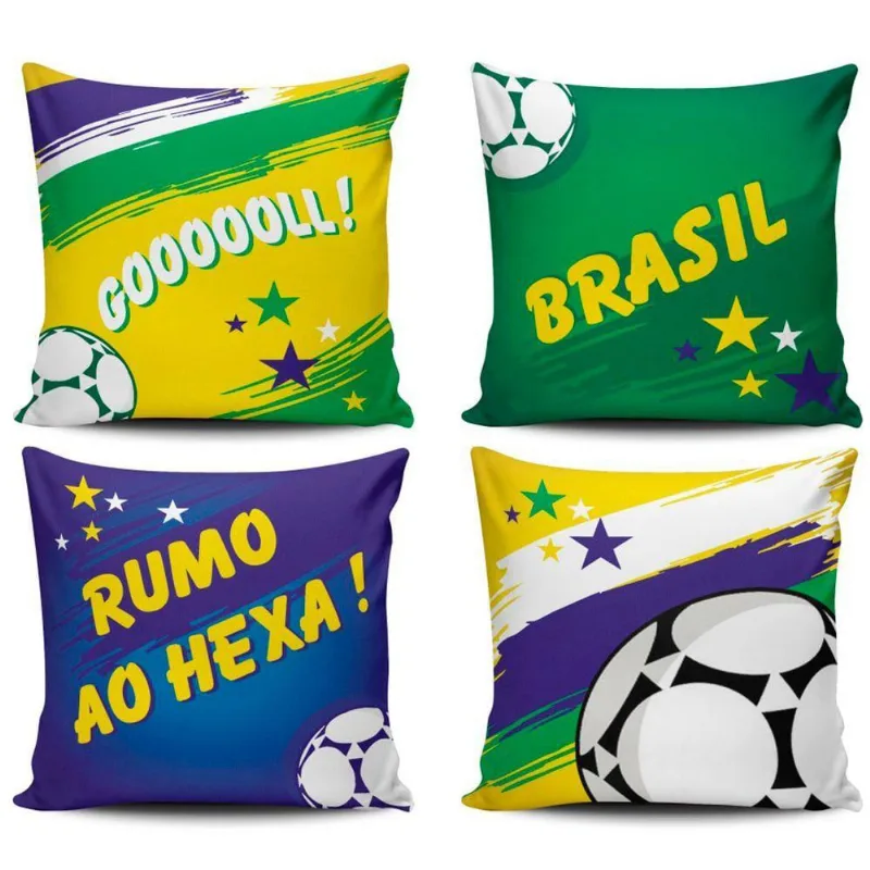 Kit C/ 4 Capas De Almofadas Copa Do Mundo Brasil 45cm X 45cm