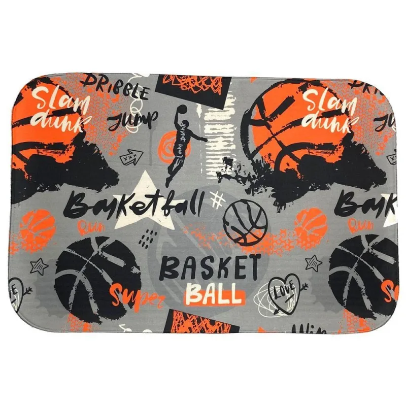 Tapete Para Quarto Estampado Basquete 60cm X 40cm - Base Antiderrapante - OUTRAS - Casa E Construção