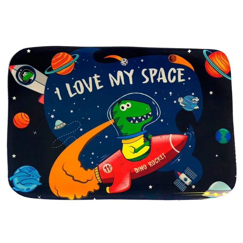 Tapete Para Quarto Estampado Astrodino 60cm X 40cm - Base Antiderrapante - OUTRAS - Casa E Construção