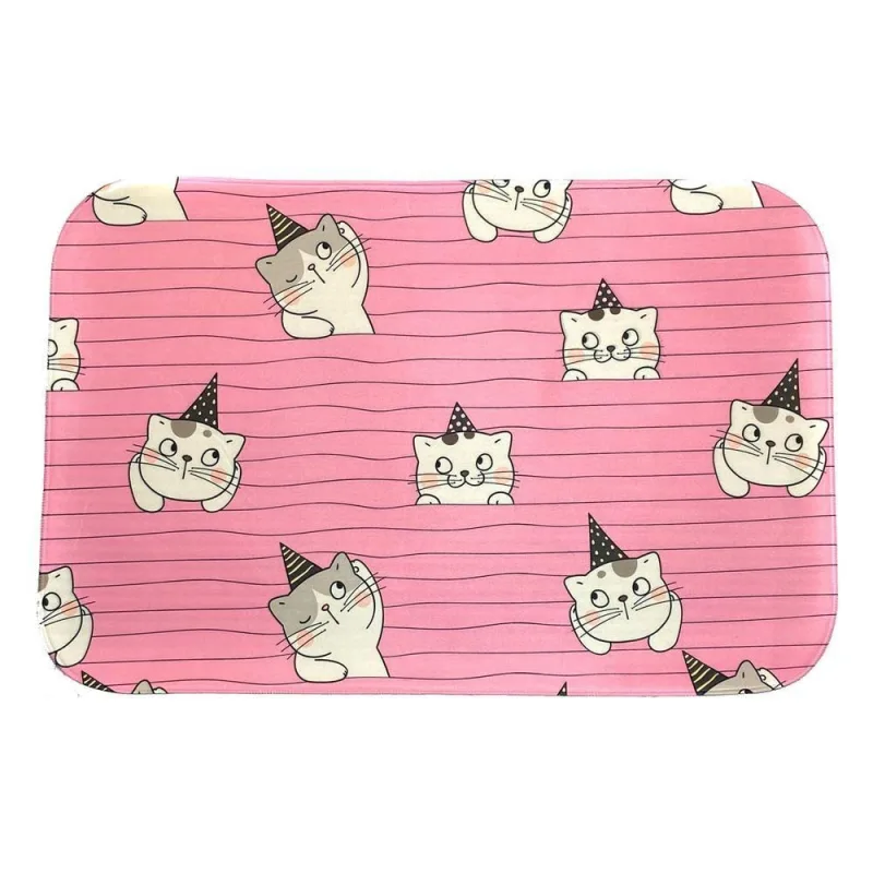Tapete Para Quarto Estampado Gatinhos 60cm X 40cm - Base Antiderrapante - OUTRAS - Casa E Construção