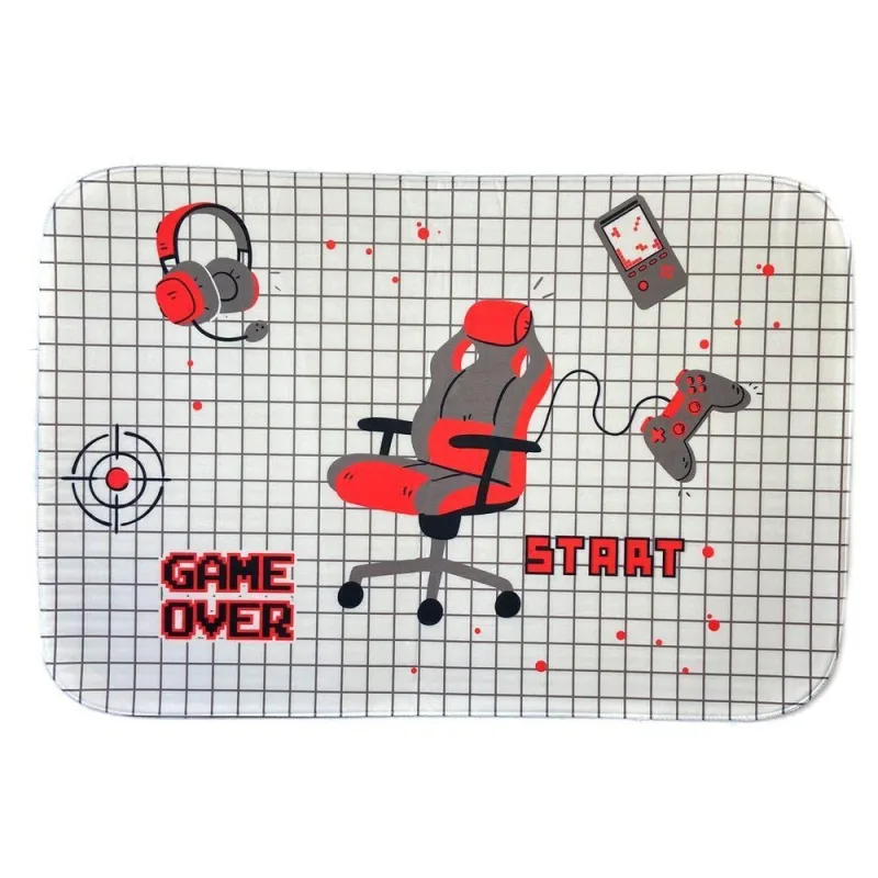 Tapete Para Quarto Estampado Game Streamer Vermelho Start 60cm X 40cm - Base Antiderrapante - OUTRAS - Casa E Construção