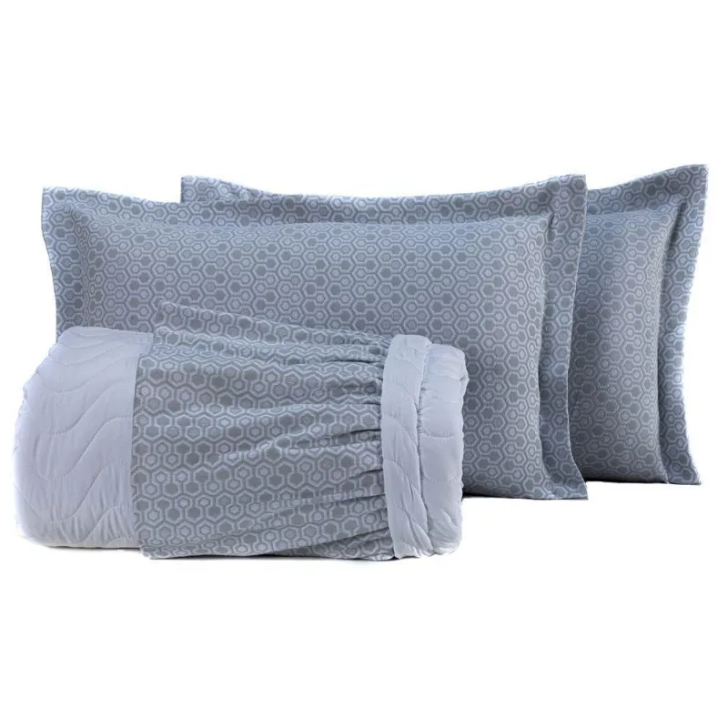 Colcha Messina King 03pçs Percal 180 Fios Branco