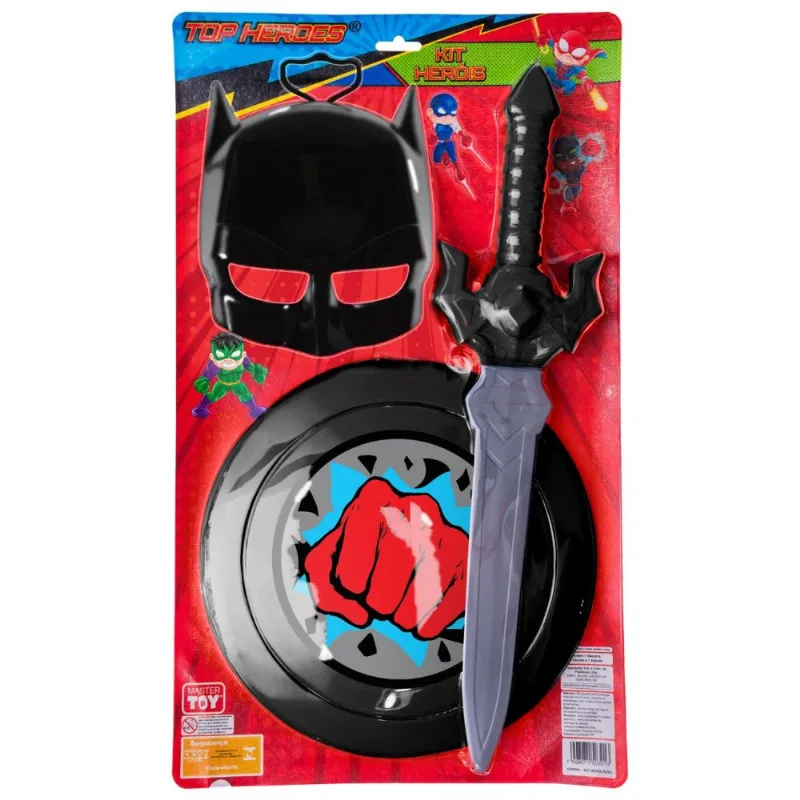 KIT MASCARA C/ ESCUDO E ESPADA PRETO BATMAN 0300