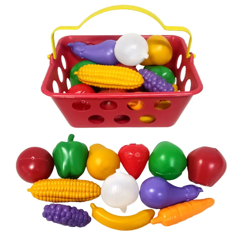 Cesta de Compras com Verduras Legumes e Frutas Infantil Kit 13 Peças - FLIX MOBILE