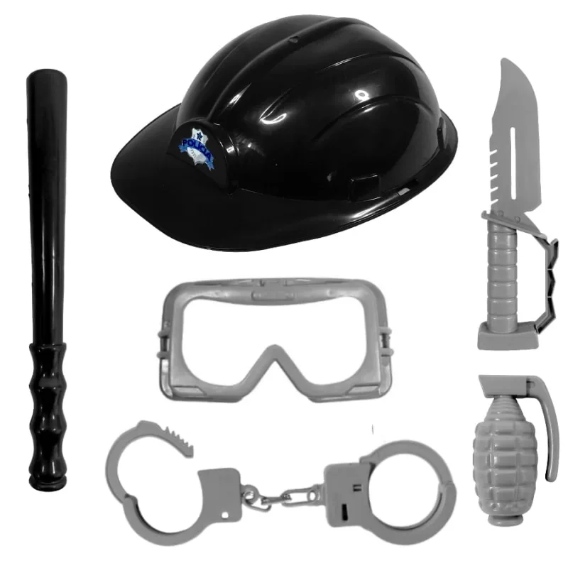 Kit Policial Militar Brinquedo Infantil Capacete Algemas e Acessórios 6 Peças - FLIX MOBILE - Brinquedos