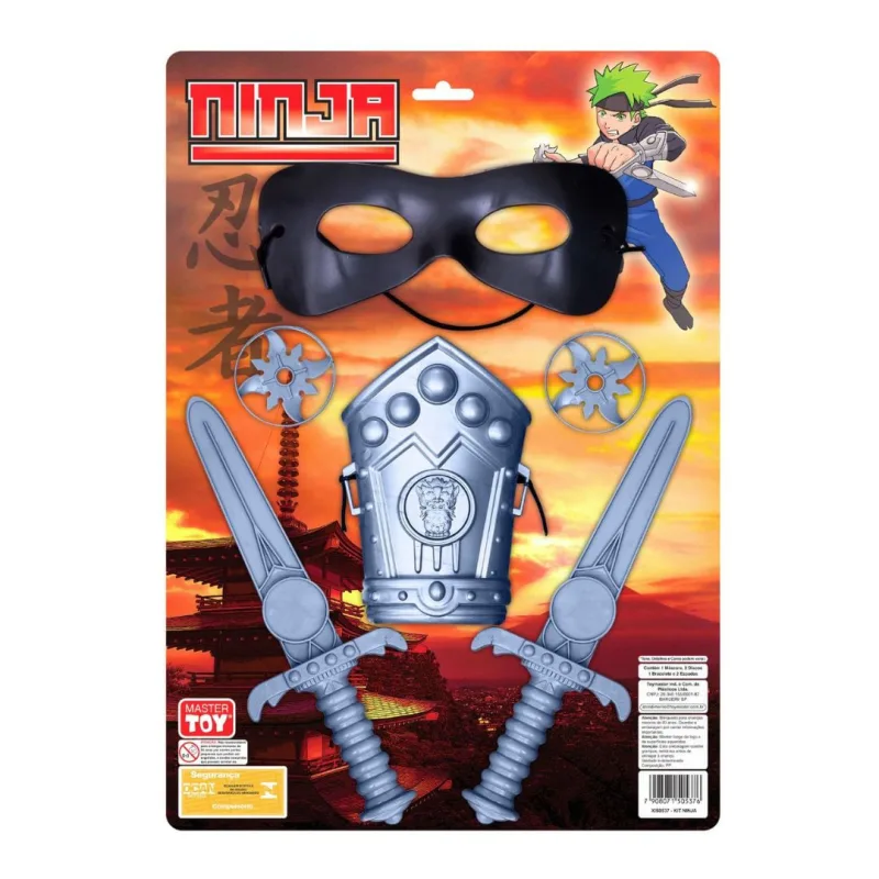 KIT NINJA C/ ESPADAS, MASCARA, BRACELETE 0537 - Toy Master - Brinquedos