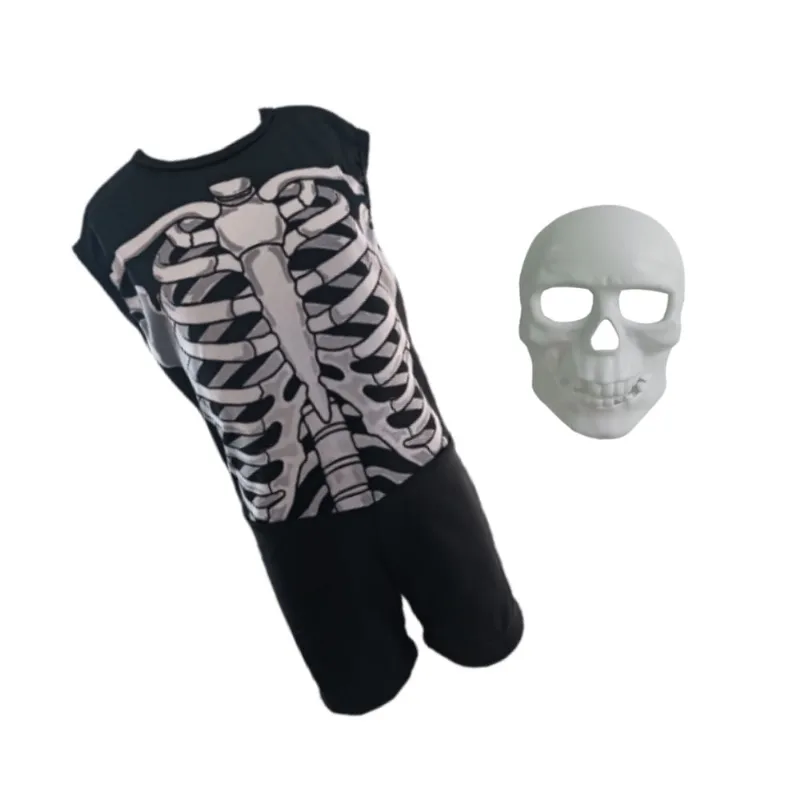 Kit Fantasia Halloween Esqueleto c/ Máscara