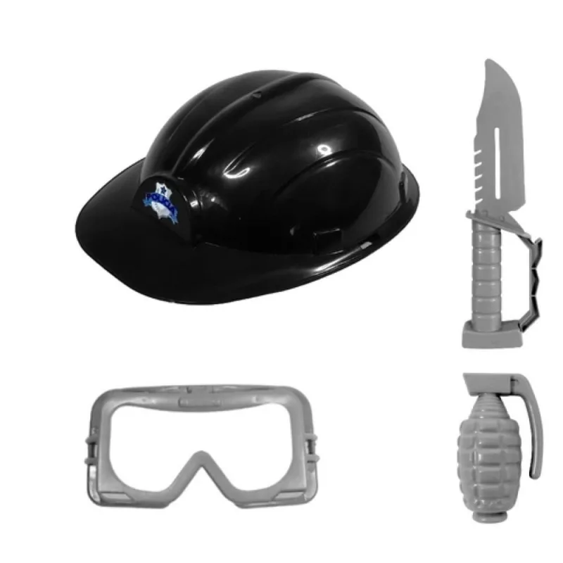 Kit Policial Infantil Chapéu e Acessórios 3 Peças Fantasia - Não Disponível - Brinquedos