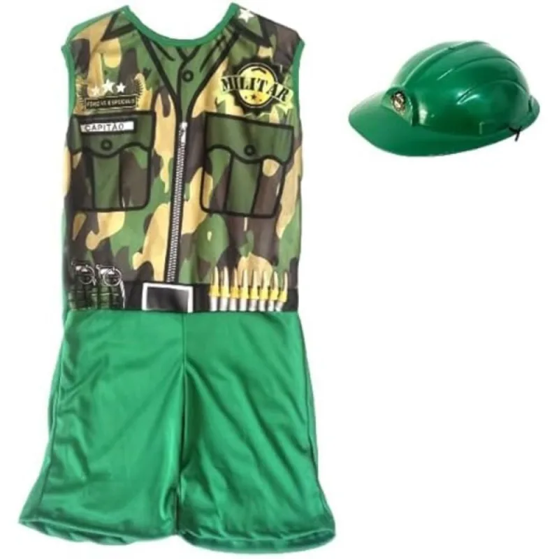 Kit Infantil Fantasia Militar com Capacete - G - TOY MASTER - Brinquedos