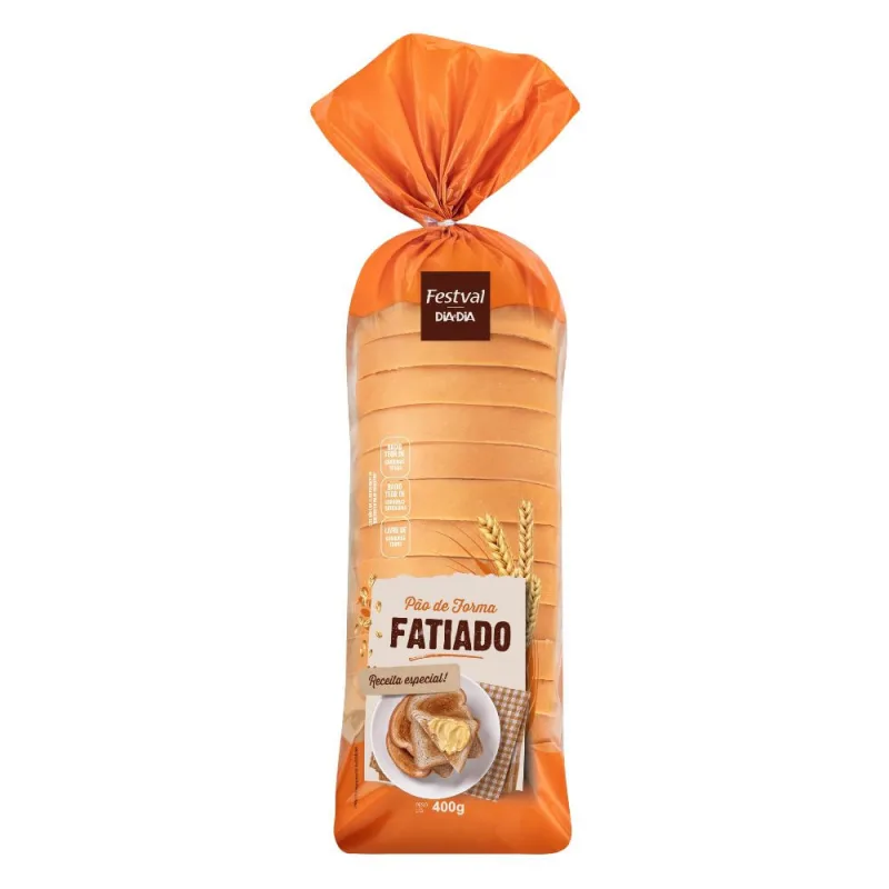 Pão de Forma Fatiado Tradicional Festval 400g - Festval - Padaria