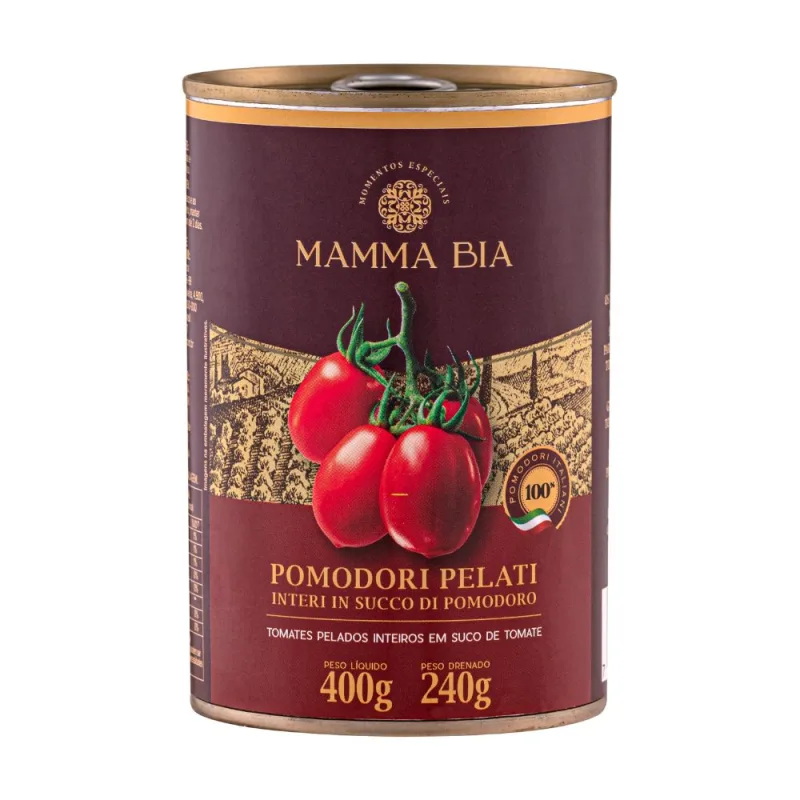 Molho de Tomate Italiano Mamma Bia Pelati 400g - Mamma Bia - Importados